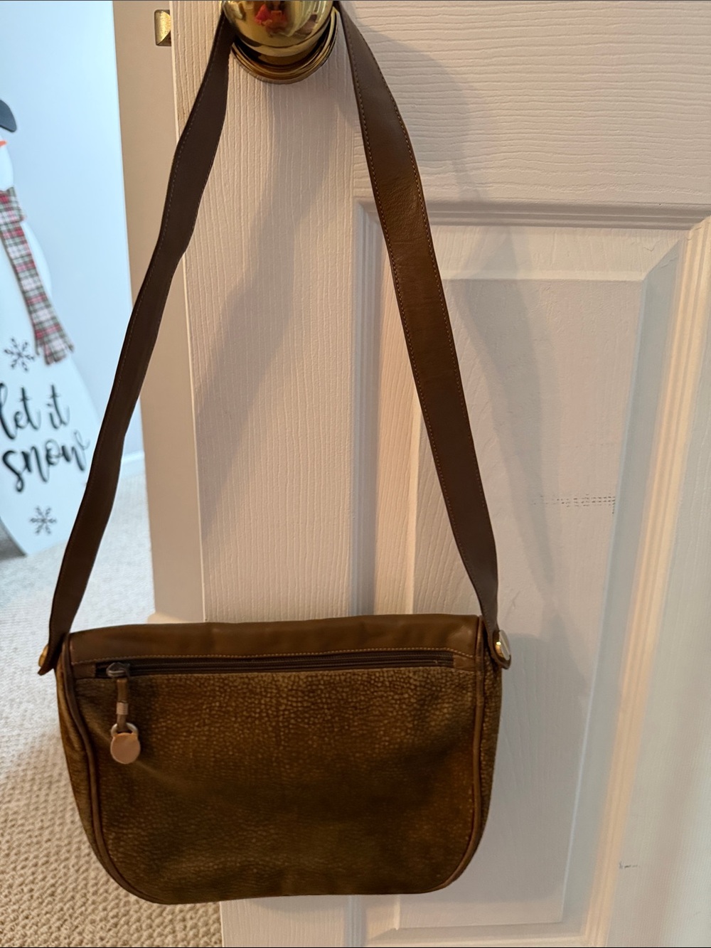 Vintage Borbonese Redwall Italian leather crossbody in brown OP pattern - Picture 4 of 11